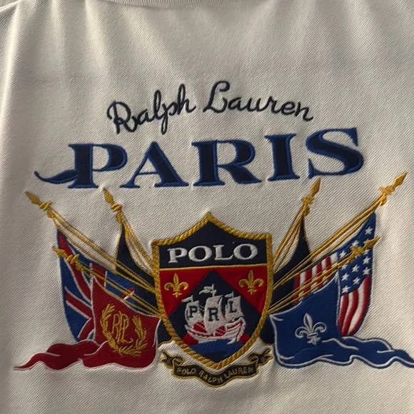 Ralph Lauren White Polo with Embroidered Flags - Picture 2 of 5